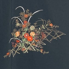 【新品未使用・しつけ糸付】アンティーク　黒絵羽織の画像