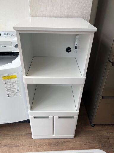 【レガストック江東店】鏡面ホワイト レンジ台 幅49cm Nアクア Aタイプ