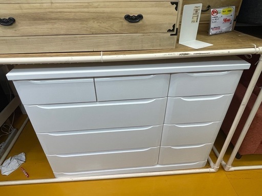 【リサイクルサービス八光】幅119.3㎝ 株式会社サン　BEST 120-4 エナメルホワイト　ワイドチェスト