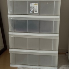 アイリスオーヤマ家具　収納4段クリアボックス ウッドトップチェストの画像
