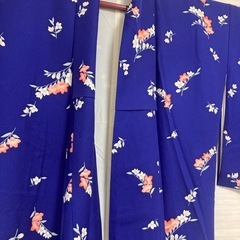 アンティーク着物 紺色 花柄