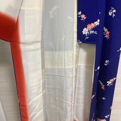 アンティーク着物 紺色 花柄の画像