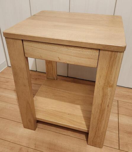 サイドテーブル 【完成品】木製 ナチュラル 引出し付 2段