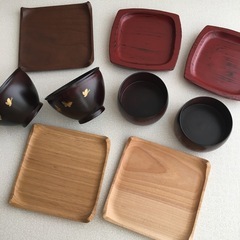 半端もの 在庫処分品 木製食器 小皿トレイ 小鉢 お椀いろいろ9...