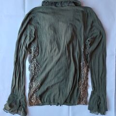 Aqua Lip 深緑のドレッシーなシャツ 長袖 Mサイズくらい の画像