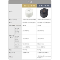 炊飯器3合炊きの画像