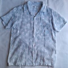 SEVENDAYS SUNDAY 薄水色アロハシャツ ヤシ柄 半...