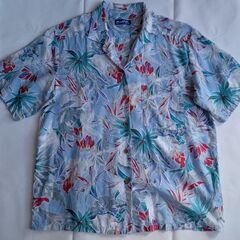 NICE ALOHA HOLIDAY 水色アロハシャツ 半袖 M...