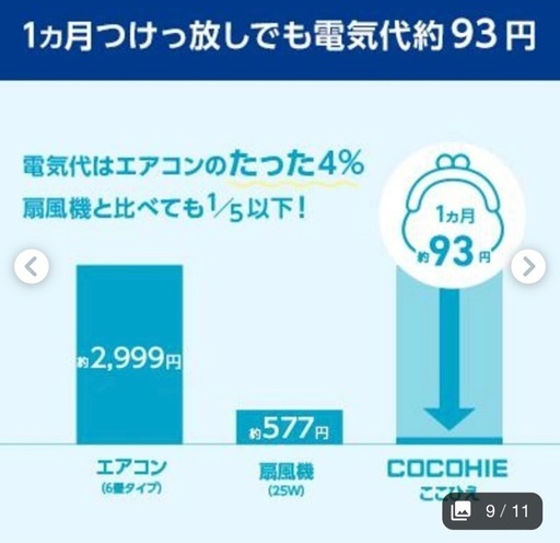 ここ冷え　ココヒエ 値下げしました⭐️新品未使用⭐️ 省エネ小型クーラー　扇風機