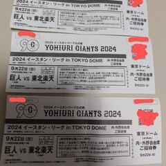 【終了】お譲りします。9/22 イースタンリーグチケット3枚