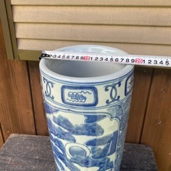 傘立て 和風 陶磁器 染め付け うさぎ