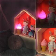 超可愛い アイスクリーム型ランプ 常夜灯 寝室小夜灯 子供部屋飾り 夜間照明 (ブルー)の画像