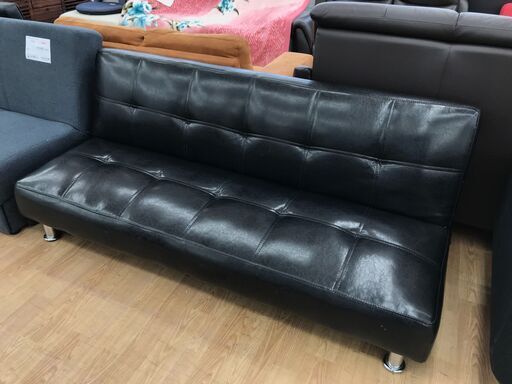 ★ジモティ割あり★  2人掛けソファ ブラック クリーニング済み KJ6223