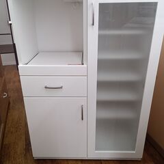 ★ジモティ割あり★  レンジ台 ホワイト H115×D43×W80 クリーニング済み MT2303