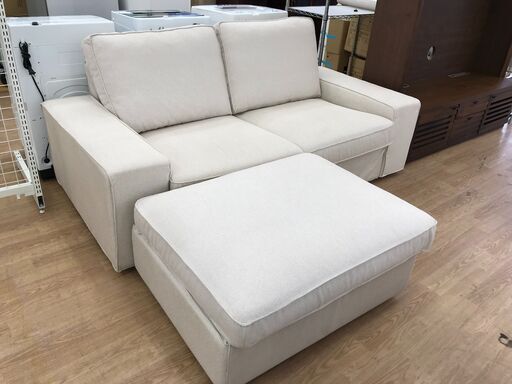 ★ジモティ割あり★ IKEA 2人掛けソファ ホワイト  クリーニング済み KJ6225