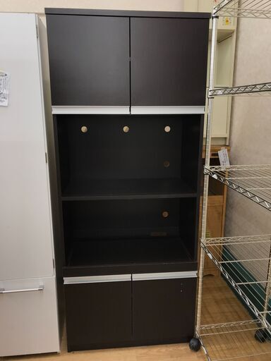 ★ジモティ割あり★  食器棚 ブラウン H183×W75×D40 クリーニング済み KJ6228