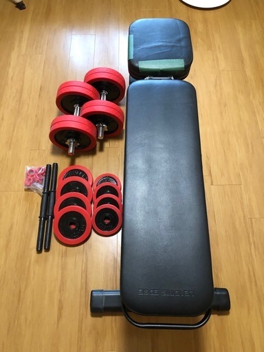 ダンベル、ベンチ（ジャンク扱い）筋トレセット
