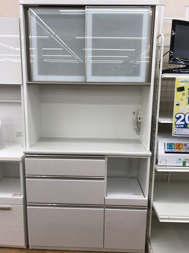 ★ジモティ割あり★  食器棚 ホワイト H202×W100×D45 クリーニング済み KJ6232