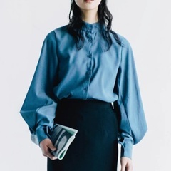 ※お話し中※aquagarage スタンドカラーシャツ（ダスティブルー）の画像