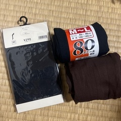 ★新品　タイツ　ストッキング　3点　左GU  黒新品　80デニー...