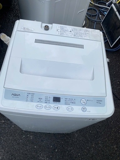 北九州市内配送無料　保証付き ★ AQUA アクア 簡易乾燥機能付き洗濯機(4.5kg) AQW-S45A-W