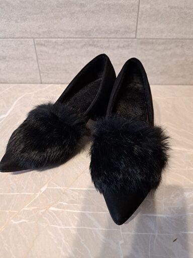 ファーパンプス　チャンキーヒールS