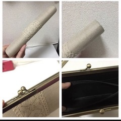 あやの小路 がま口 長財布 復刻型 マチあり　リネン　限定　廃盤の画像