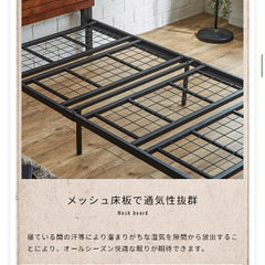 アイアンフレーム　ベッド　シングル　ブラック　ウォールナット の画像