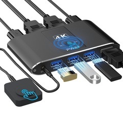 USB3.0 KVMスイッチ2台のPC接続可能 4K@60Hz解...