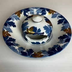 s0922606 美品 有田焼 天狗谷 灰皿 住まい インテリア 喫煙 喫煙具 陶器 ブランド 青 金 箱付き 中古品の画像