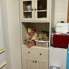 美品 ニトリ レンジ台付 食器棚