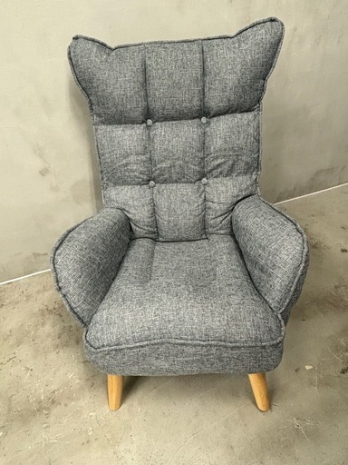 【美品】タンスのゲン  高座椅子 1Pソファ グレー 肘付き