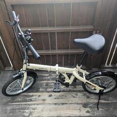 折り畳み自転車　16インチ　シマノ6段変速付き　重量13.5kg アイボリーの画像