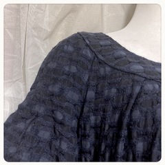 ꒰cacharel꒱日本製 半袖 ワンピース 紺色の画像