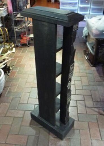 ① アジアン家具 木製 オープンシェルフ 高さ110cm ブラック 民族系