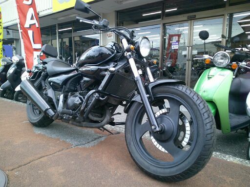 NO.5159　　カワサキ　エリミネーター２５０Ｖ　水冷４サイクルＶツインエンジン　キャリア付きバックレスト＆エンジンガード　ブラック