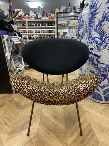 0015　ラウンジチェア　レオパード/BK