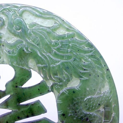 中国美術工芸品 透かし彫り 天然石板 彫刻 福 鳳凰 龍 高さ17.5cm 玉彫