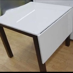 伸縮式ダイニングテーブル　白エナメル