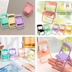 パイプ椅子型スマホスタンド（新品）パープルの画像