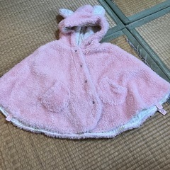 ブランシェス　ポンチョ　うさぎ　ピンク　モコモコ