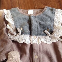 バースデイ 50-60サイズ ベビー服と小物いろいろ Cottoli くま帽 ロンパース 2WAYオールの画像