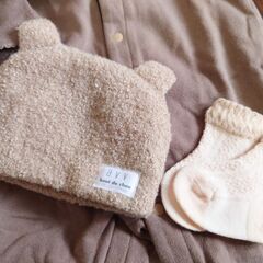 バースデイ 50-60サイズ ベビー服と小物いろいろ Cottoli くま帽 ロンパース 2WAYオールの画像