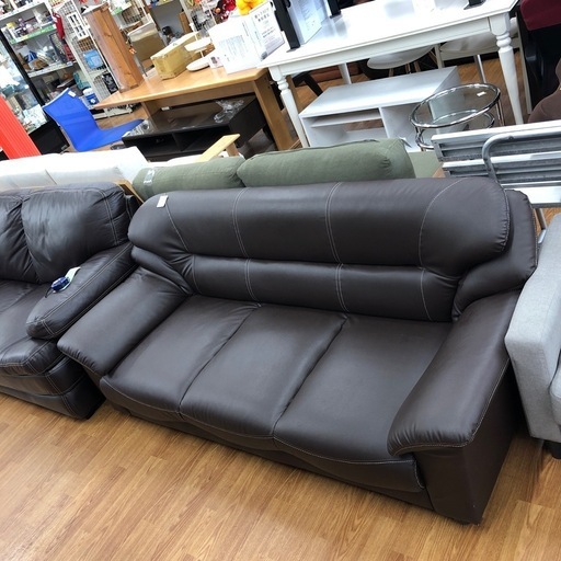 3人掛けソファー　キズスレヨゴレ有り　合皮　ブラウン【取りに来れる方限定】