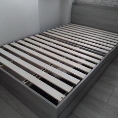 収納付きすのこベッドフレーム USB 2コンセント 宮付き 容量約77L セミダブルの画像