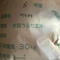 取引中21令和6年度産 『コシヒカリ』　玄米　30kgの画像