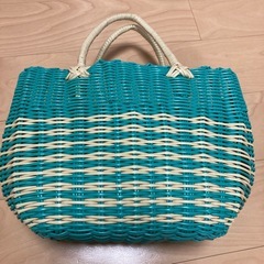 【新品未使用】くまのプーさん 編みカゴバッグ 緑の画像