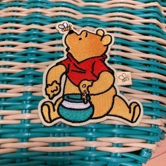 【新品未使用】くまのプーさん 編みカゴバッグ 緑の画像