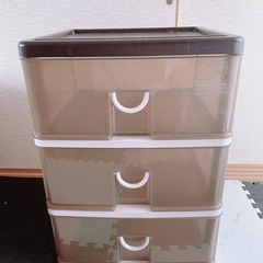 3段　収納ボックス　ブラウン