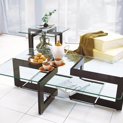 アルテジャパン ガラステーブル ガラス 黒 幅122cm ローテーブル リビングテーブル ブラック